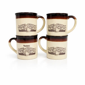 4 Vintage 1986 Hardee's Rise And Shine Homemade Biscuits Coffee Cup Mug Lot of 4